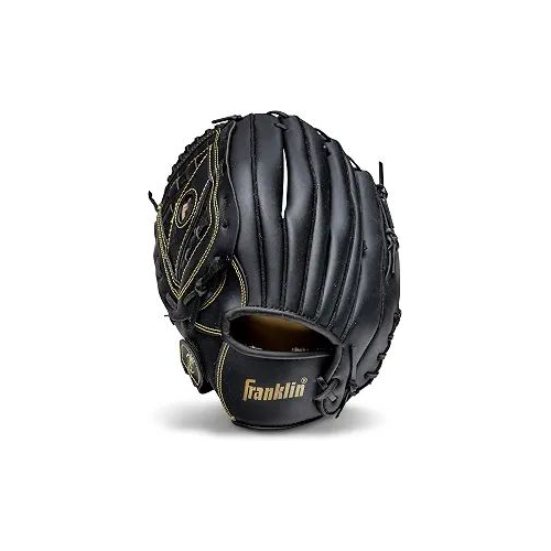 Franklin Sports Baseball and Softball Glove - Field Master - Baseball and Softball Mitt - Adult and Youth Glove - Right Hand Throw - 11" - Black/Gold