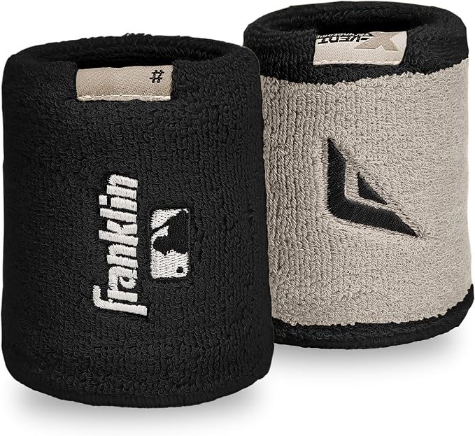 Franklin Sports X-Vent Baseball + Softball Wristbands - Black + Gray