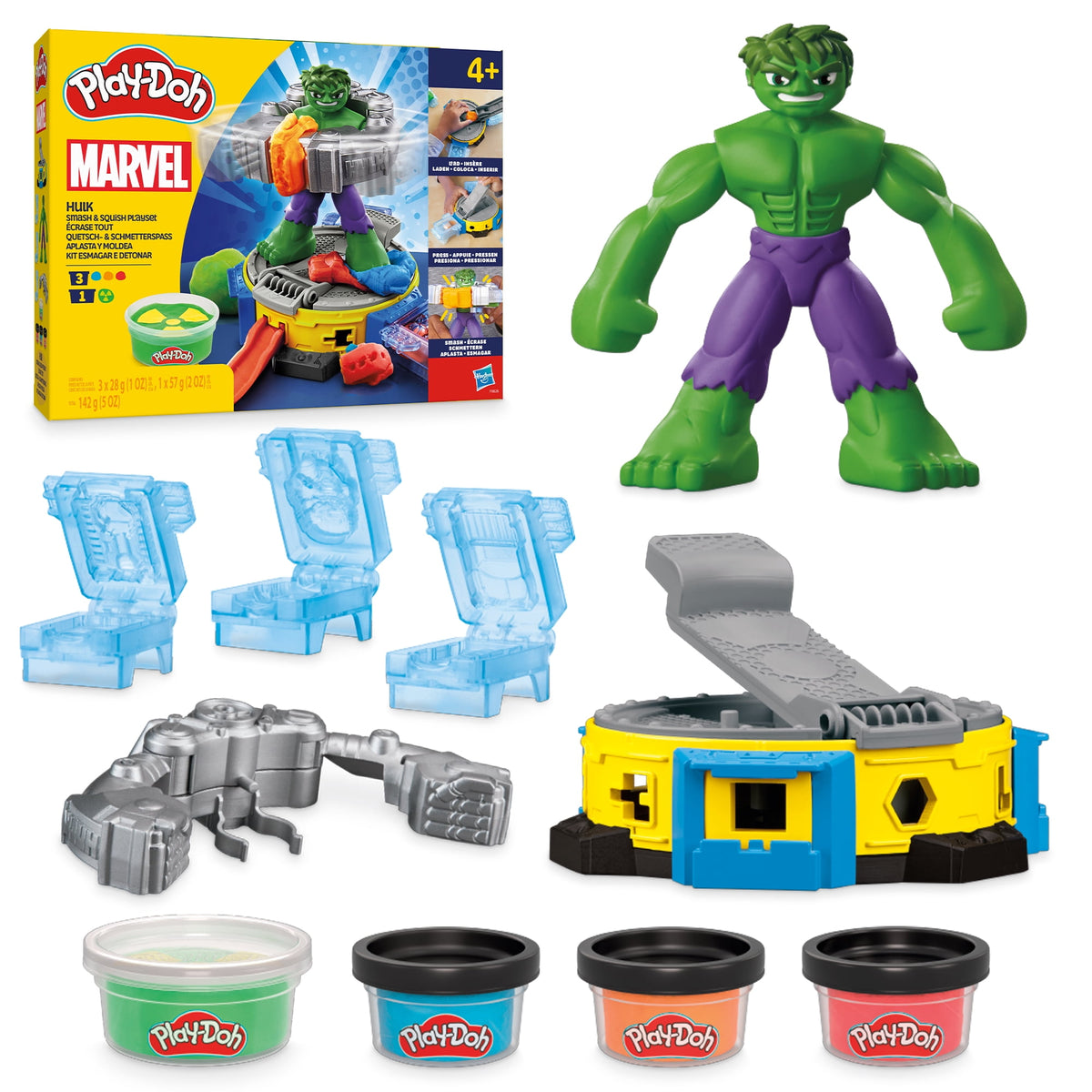 Play-Doh Marvel Hulk Smash & Squish Kids Playset with Bendy Action Figure and Accessories