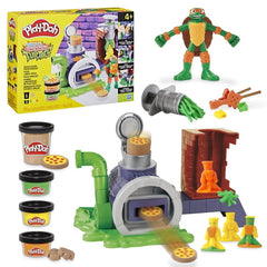 Play-Doh Teenage Mutant Ninja Turtles Slice & Blast Pizza Playset, Bendy 4-Inch Mikey Action Figure