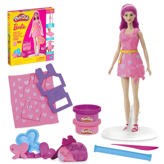 Play-Doh Barbie Hearts and Hair Set, Arts & Crafts for Girls & Boys 5+