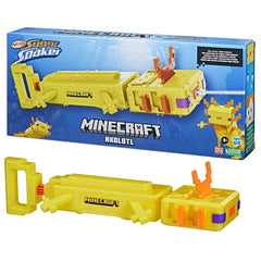 Nerf Super Soaker Minecraft Axolotl Water Blaster, Minecraft Axolotl Mob Design, Outdoor Water Toy