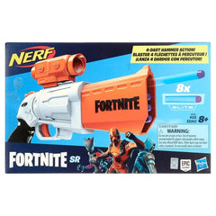Nerf Fortnite SR Blaster, 4-Dart Hammer Action, with Scope and 8 Official Nerf Elite Darts