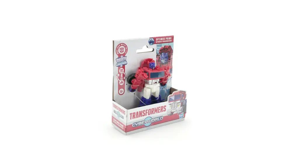 Transformers CYBERWORLD Optimus Prime Cyber Changers 4-Inch Action Figure, Robot Toys Ages 6+