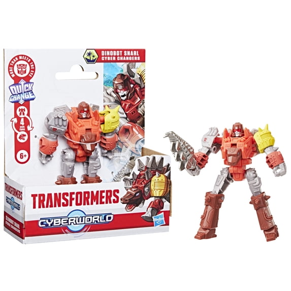 Transformers CYBERWORLD Dinobot Snarl Cyber Changers 4-Inch Action Figure, Robot Toys Ages 6+