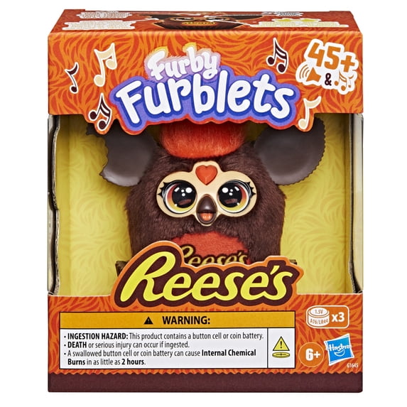 Furby Furblets REESE'S Peanut Butter Cup Mini 3-Inch Electronic Plush, Candy Toy 6+