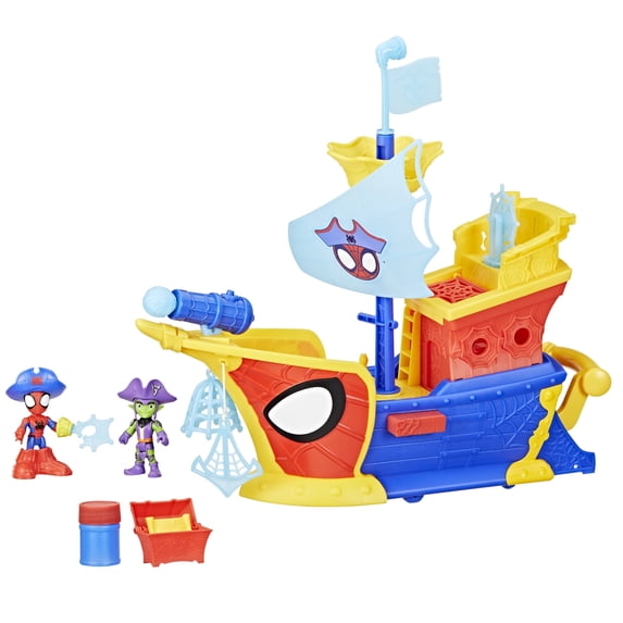 Spidey and HIS Amazing Friends Marvel Water-Webs Webs Ahoy Bubble Pirate Ship Toy, 3+ Years