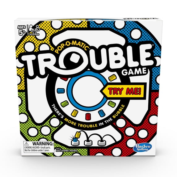 Hasbro Gaming Trouble Board Game with Pop-O-Matic Die Roller, 2-4 Players, Ages 5+