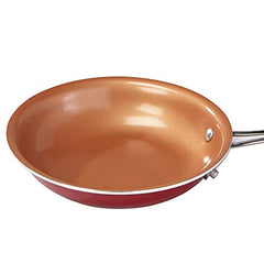 Red Copper 10in Fry Pan, Ceramic Non-Stick Skillet, Scratch Resistant