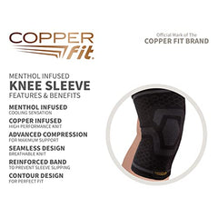 Copper Fit ICE Knee Compression Sleeve Infused with Menthol,S/M,1 Pack