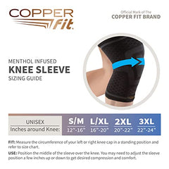 Copper Fit ICE Knee Compression Sleeve Infused with Menthol,S/M,1 Pack