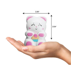 Taba Jelly Squishies Bitty Kitty - FuFu Squeeze Figure with Custom Decorations - Stretchy Sticky Novelty Collectible with Reusable Storage Pouch