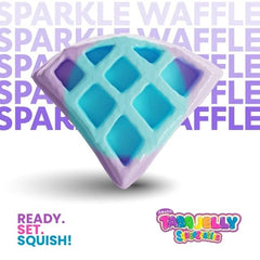 Taba Jelly Squishies Sparkle Waffle - FuFu Squeeze Stress Relief Toy - Stretchy & Sticky Fun Sensory Play with Custom Decorations - Relaxing Fidget Toy for Anxiety Relief