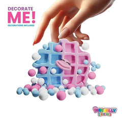 Taba Jelly Squishies Wally Waffle - FuFu Squeeze Figure with Custom Decorations - Stretchy Sticky Novelty Collectible with Reusable Storage Pouch