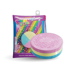 Taba Jelly Squishies Confetti Cookie - FuFu Squeeze Figure with Custom Decorations - Stretchy Sticky Novelty Collectible with Reusable Storage Pouch