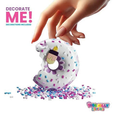 Taba Jelly Squishies Darling Donut - FuFu Squeeze Figure with Custom Decorations - Stretchy Sticky Novelty Collectible with Reusable Storage Pouch