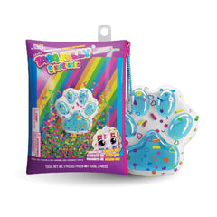 Taba Jelly Squishies Party Paw - FuFu Squeeze Figure with Custom Decorations - Stretchy Sticky Novelty Collectible with Reusable Storage Pouch
