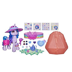 My Little Pony: A New Generation Movie Crystal Adventure Izzy Moonbow - 3-Inch Purple Pony Toy,Friendship Bracelet
