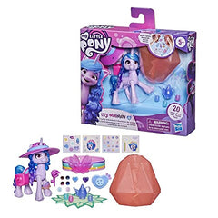 My Little Pony: A New Generation Movie Crystal Adventure Izzy Moonbow - 3-Inch Purple Pony Toy,Friendship Bracelet