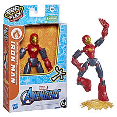 Marvel Avengers Bend and Flex Missions Iron Man Fire Mission Action Figure, 6-Inch-Scale Bendable Toy, Toys for Kids Ages 4 and Up