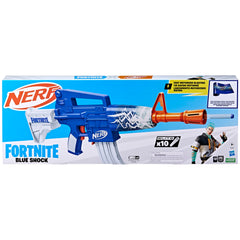 Nerf Fortnite Blue Shock Blaster, 10 Dart Clip, 10 Elite Nerf Darts, Motorized Dart Blaster