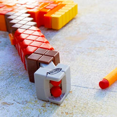Nerf Minecraft Firebrand, Dart Blasting Axe, 6 Nerf Elite Foam Darts, Pull Down Priming, Medium