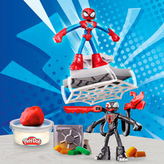 Play-Doh Marvel Spider-Man Launch & Slice Battle Playset with 2 Bendy Action Figures and 7