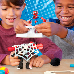 Play-Doh Marvel Spider-Man Launch & Slice Battle Playset with 2 Bendy Action Figures and 7