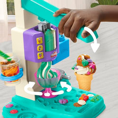 Play-Doh Rainbow Swirl Ice Cream Playset with 7 Pretend Play Kitchen Accessories