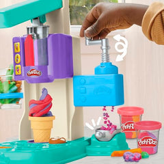 Play-Doh Rainbow Swirl Ice Cream Playset with 7 Pretend Play Kitchen Accessories