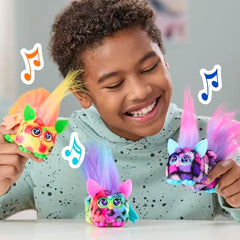 Furby DJ Furblets Dis-Co-Dazz Mini Electronic Plush Toy with Funny Stretchable Sound Effects & Music