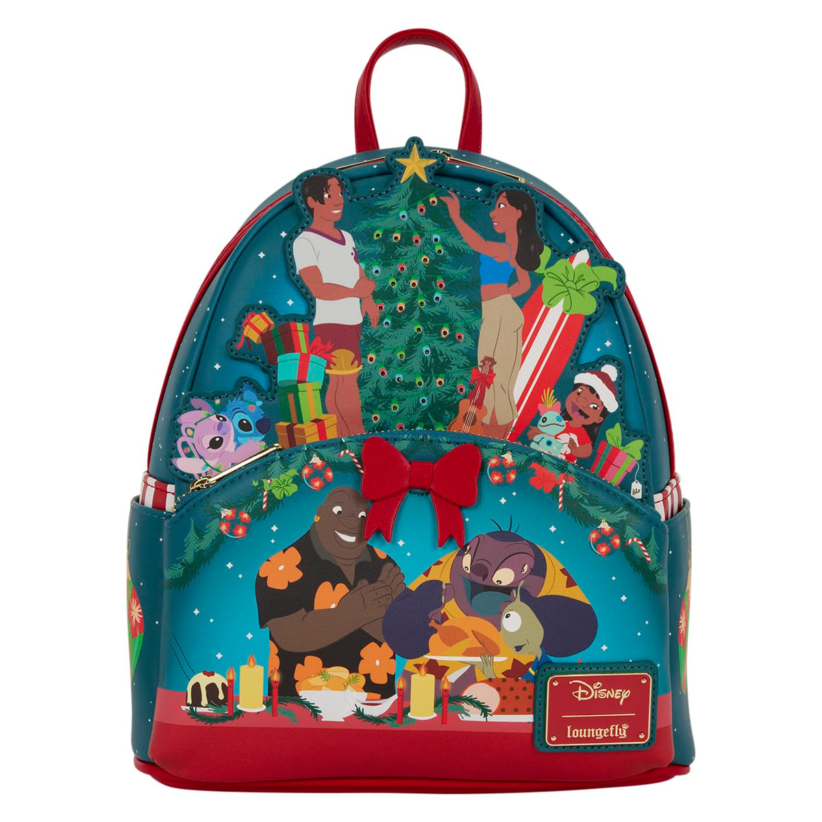 Loungefly Disney Lilo and Stitch Ohana Holiday Mini Backpack