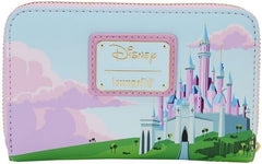 LOUNGEFLY Disney Sleeping Beauty Castle Three Good Fairies Stained Glass Zip Around Wallet
