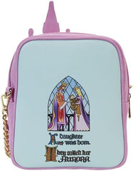 LOUNGEFLY Sleeping Beauty Castle Three Good Fairies Stained Glass Crossbody Bag