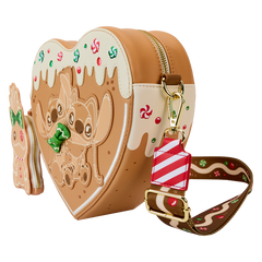 LOUNGEFLY Stitch Scented Angel & Stitch Gingerbread Heart Crossbody Bag With Coin Bag