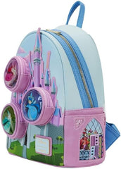 LOUNGEFLY Disney Sleeping Beauty Castle Three Good Fairies Stained Glass Mini Backpack