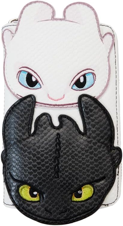 LOUNGEFLY How to Train Your Dragon Light and Night Fury Zip Around Wallet