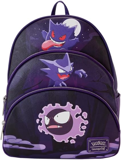 LOUNGEFLY Pokemon Gastly Evolutions Triple Pocket Mini Backpack