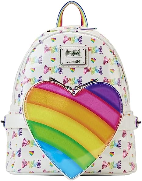 LOUNGEFLY Lisa Frank Rainbow Heart Double Strap Shoulder Bag with Waist Bag