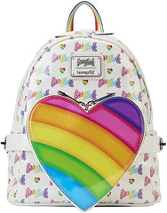 LOUNGEFLY Lisa Frank Rainbow Heart Double Strap Shoulder Bag with Waist Bag