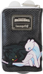 LOUNGEFLY How to Train Your Dragon Light and Night Fury Zip Around Wallet
