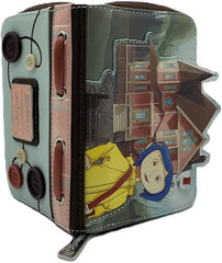 LOUNGEFLY Coraline Garden Party Zip-Around Wallet – Officially Licensed, Faux Leather, Embroidered Details, Multiple Card Slots