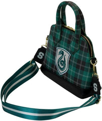 LOUNGEFLY Harry Potter Slytherin Patch Varsity Plaid Crossbody Bag
