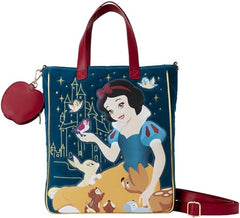 LOUNGEFLY Disney Snow White Classic Apple Quilted Velvet Tote Bag With Coin Bag