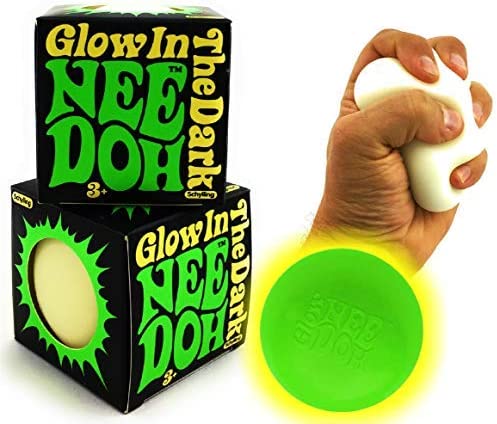 Schylling NeeDoh Glow in The Dark The Groovy Glowing Glob - Squishy, Squeezy, Stretchy Stress Balls - Set of 2