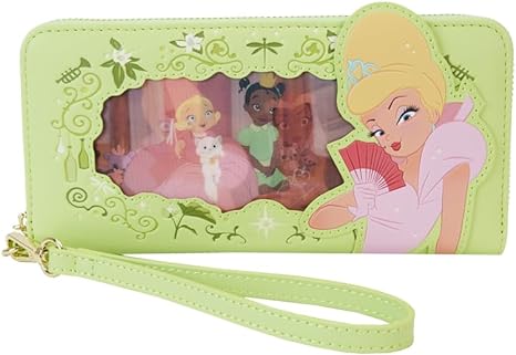 LOUNGEFLY Disney Princess and the Frog Lenticular Zip Around Wristlet Wallet