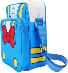 LOUNGEFLY Disney Donald Duck 90th Anniversary Cosplay Nylon Passport Crossbody Bag, Blue