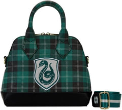 LOUNGEFLY Harry Potter Slytherin Patch Varsity Plaid Crossbody Bag