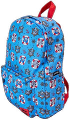 LOUNGEFLY Disney Donald Duck 90th Anniversary All-Over Print Nylon Full-Size Backpack, Blue