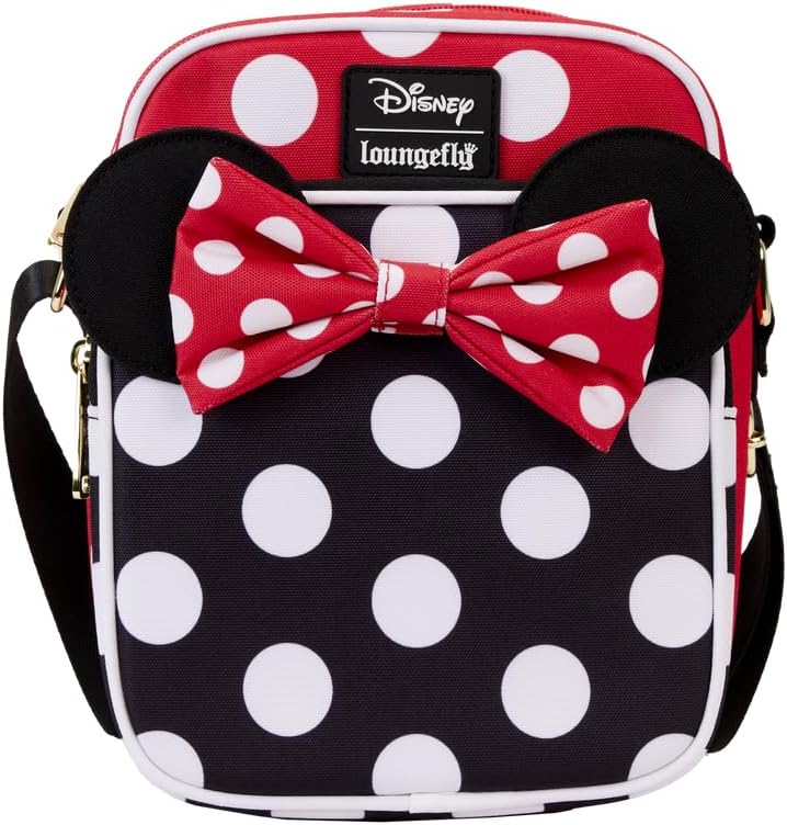 LOUNGEFLY Disney Minnie Mouse Rocks the Dots Classic Nylon Passport Cross Body Bag